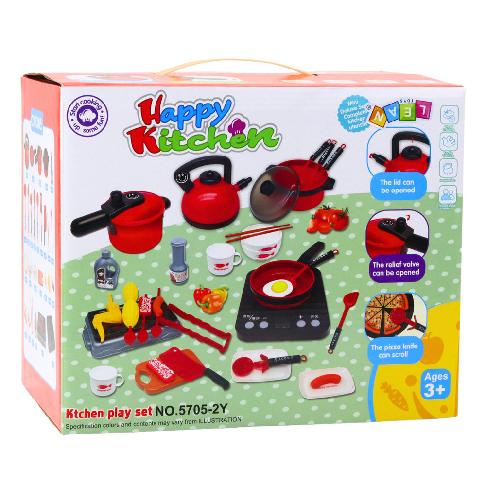 Žaislinis virtuvės puodų rinkinys su interaktyvia kaitlente 36 el.