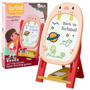 Dvipusė magnetinė lenta su žaidimais ir priedais 56 el., rožinė