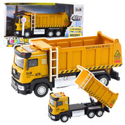 Žaislinis statybinis savivartis su pakeliama priekaba