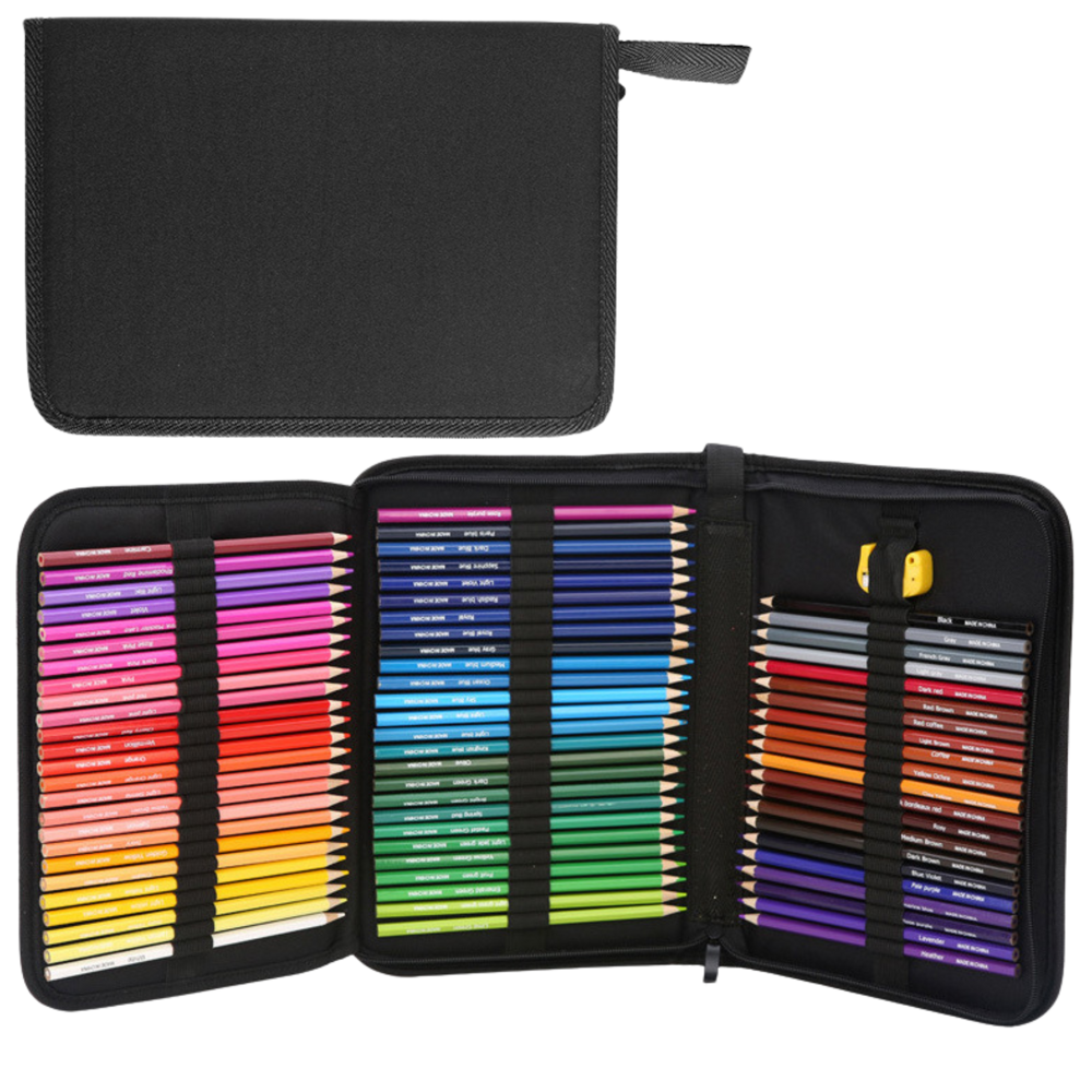 Spalvotų pieštukų rinkinys piešimui ir eskizavimui dėkle 72 vnt.