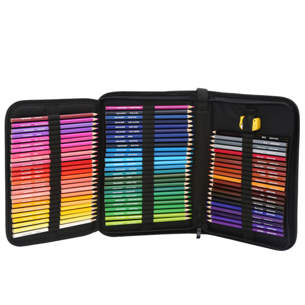 Spalvotų pieštukų rinkinys piešimui ir eskizavimui dėkle 72 vnt.