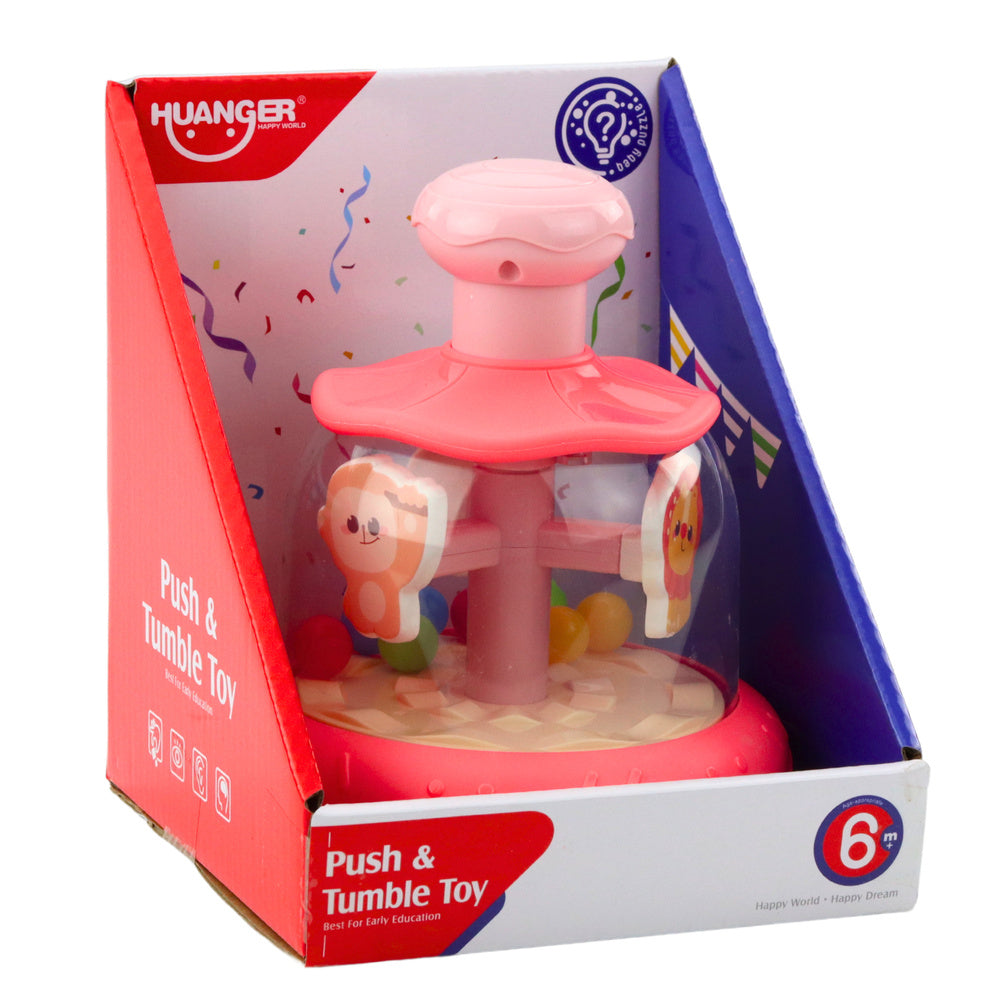 Žaislinė karuselė su rutuliukais ir gyvūnais, rožinė