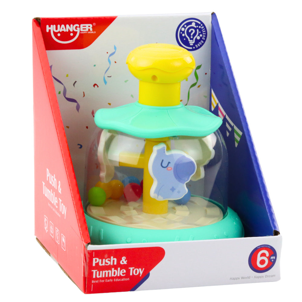 Žaislinė karuselė su rutuliukais ir gyvūnais, žalia