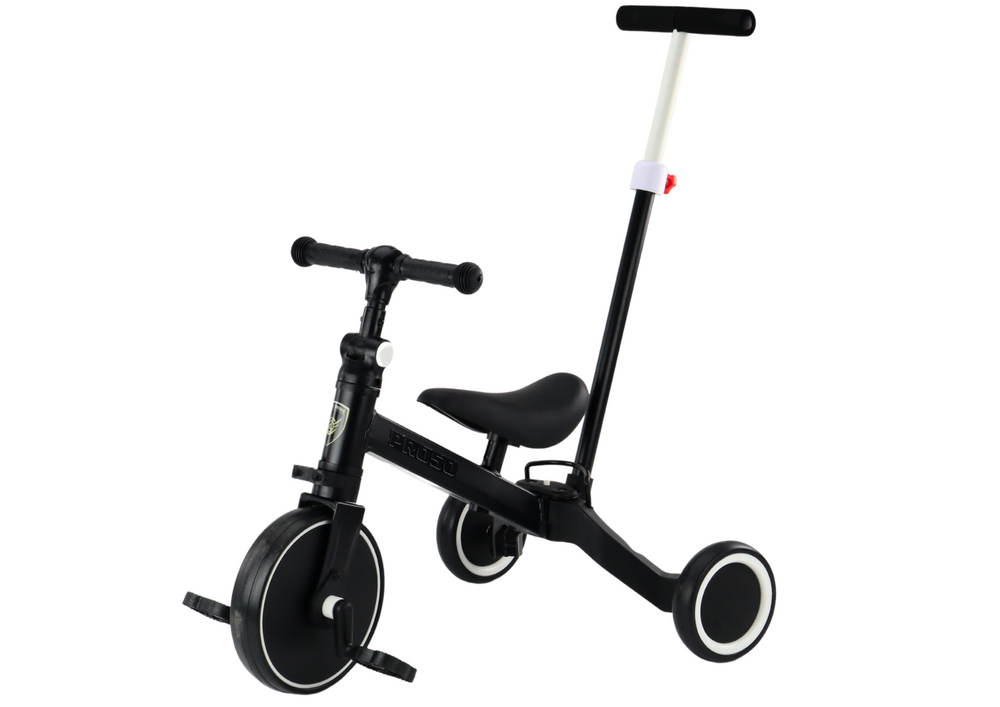 Triratukas su rankena PRO50 vaikams 2in1, juodas