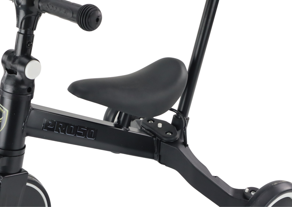 Triratukas su rankena PRO50 vaikams 2in1, juodas