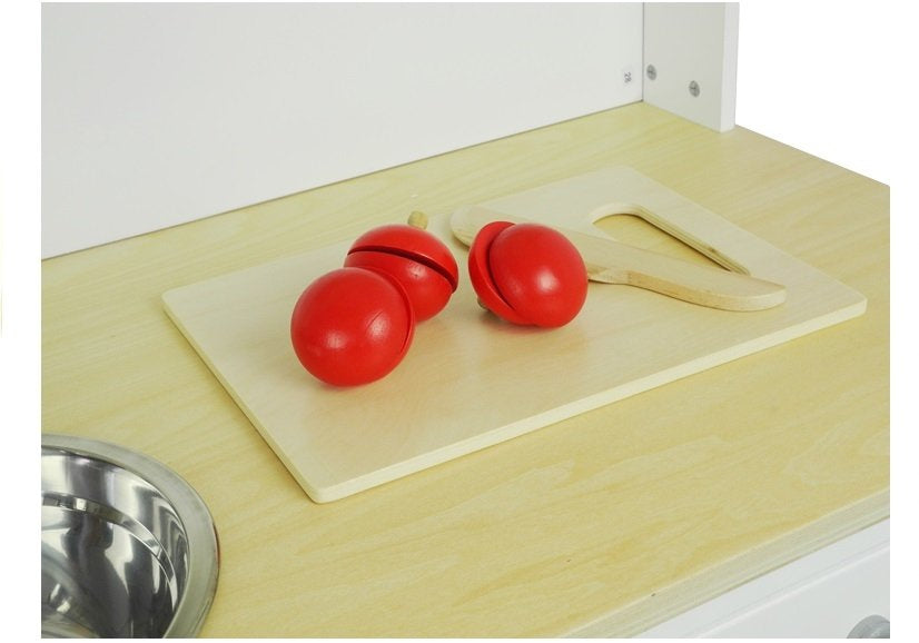 Medinė virtuvėlė vaikams,  baltai rožinė