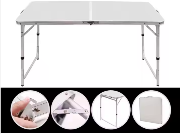 Turistinis, sulankstomas stovyklavimo stalas 120x60 cm, baltas