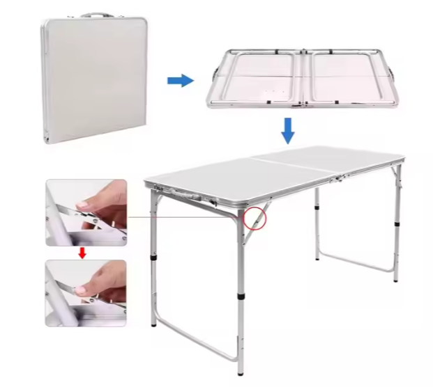 Turistinis, sulankstomas stovyklavimo stalas 120x60 cm, baltas