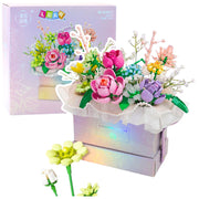 Konstruktoriaus rinkinys vaikams  “Gėlių dėžutė” su LED apšvietimu 706 el., violetinis