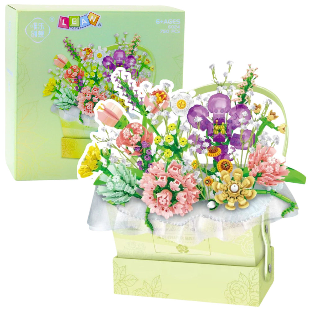 Konstruktoriaus rinkinys vaikams  “Gėlių dėžutė” su LED apšvietimu 750 el., geltonas