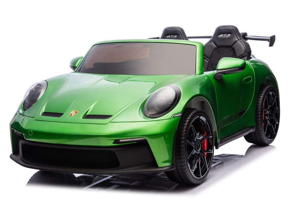 Dvivietis vaikiškas elektromobilis vaikams Porsche GT3 24V, žalias