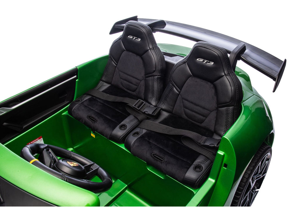 Dvivietis vaikiškas elektromobilis vaikams Porsche GT3 24V, žalias