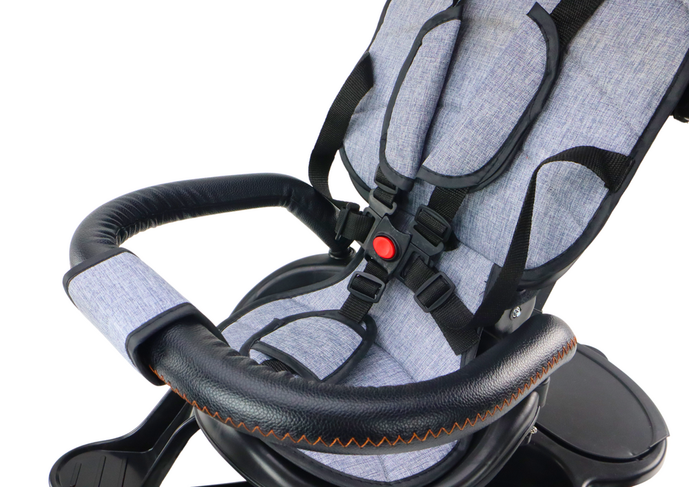 Vaikiškas triratukas PRO550 su stogeliu ir pasukama sėdyne, pilkas