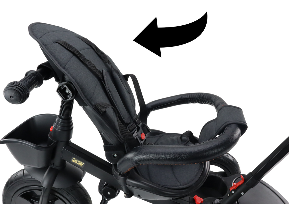 Vaikiškas triratukas PRO550 su stogeliu ir pasukama sėdyne, juodas