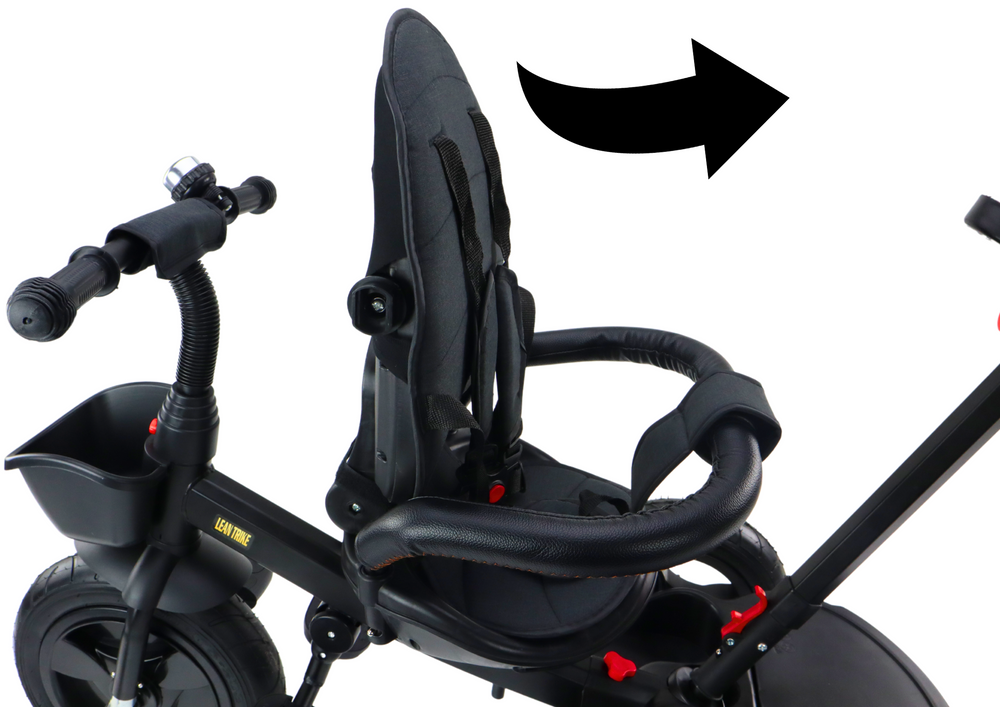 Vaikiškas triratukas PRO550 su stogeliu ir pasukama sėdyne, juodas