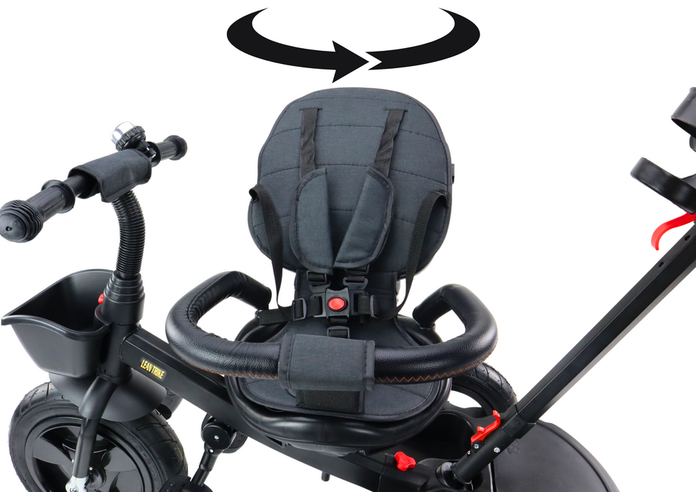 Vaikiškas triratukas PRO550 su stogeliu ir pasukama sėdyne, juodas