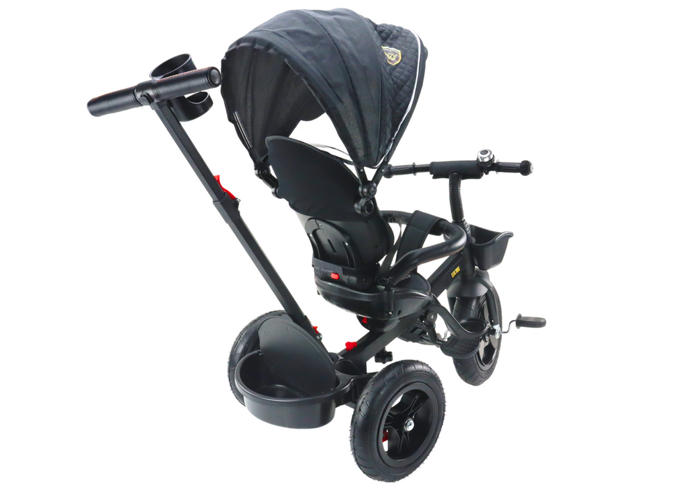 Vaikiškas triratukas PRO550 su stogeliu ir pasukama sėdyne, juodas