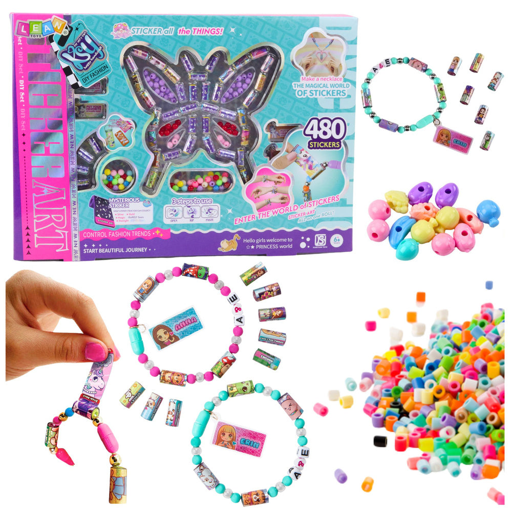 Kūrybinis papuošalų gamybos rinkinys vaikams „Beads 480 Stickers“