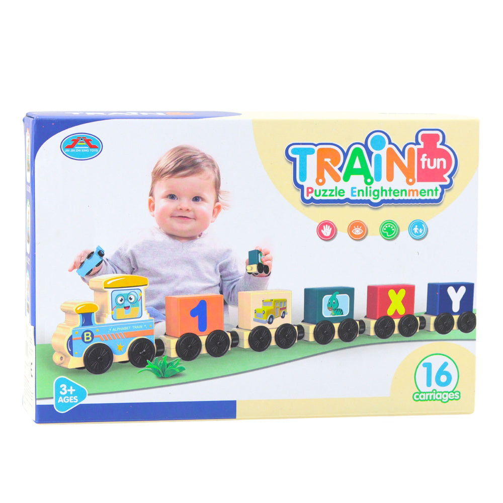 Edukacinis traukinys iš statybinių blokelių „Raidės Skaičiai“ 16 vnt.