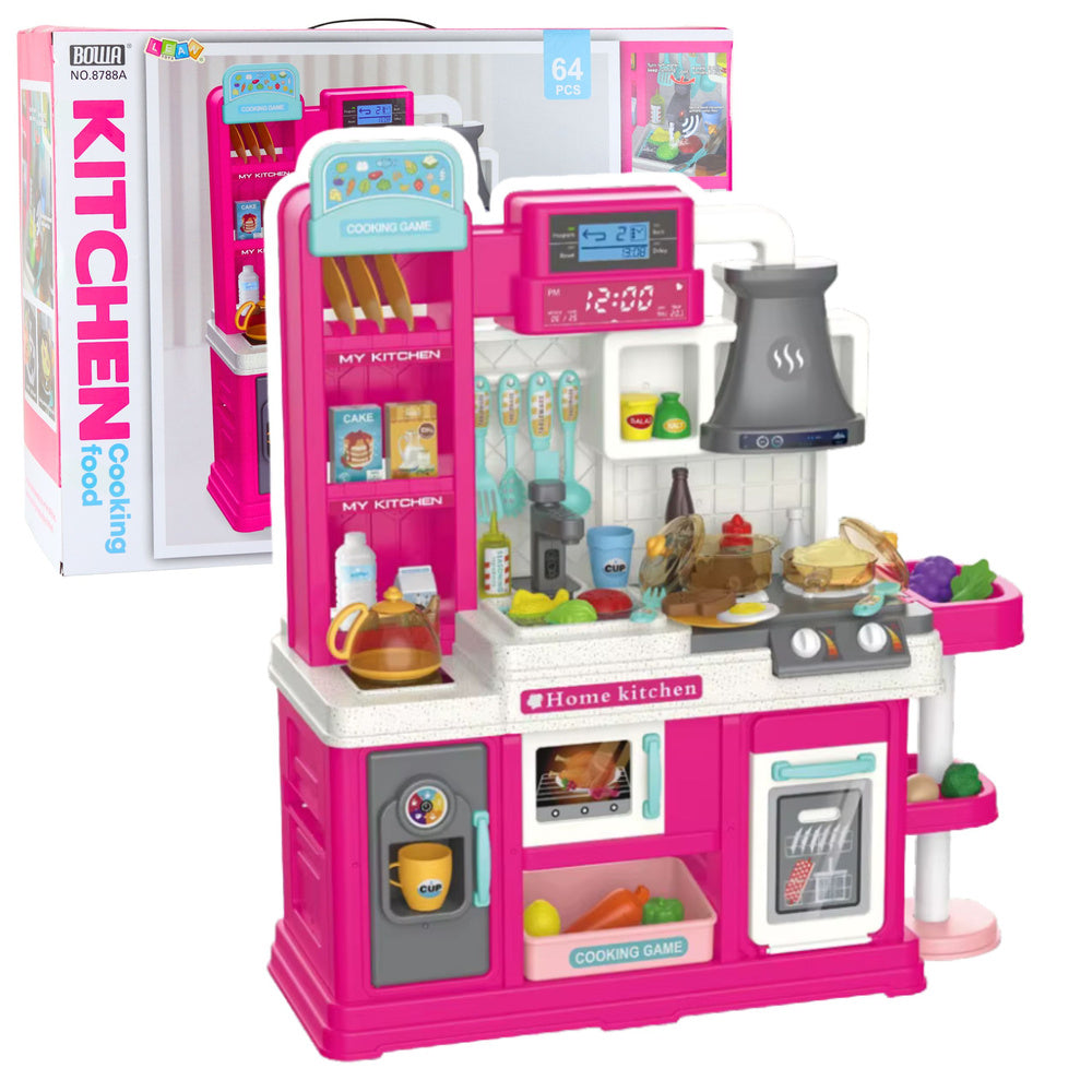 Žaislinė virtuvėlė su garso, šviesos ir garų efektais 64 vnt., rožinė