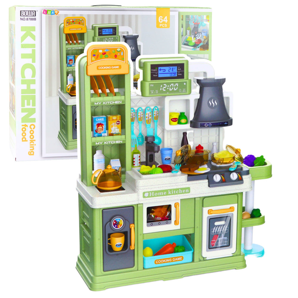 Žaislinė virtuvėlė su garso, šviesos ir garų efektais 64 vnt., žalia