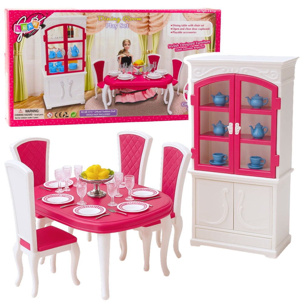 Žaislinis valgomojo komplektas lėlėms su priedais