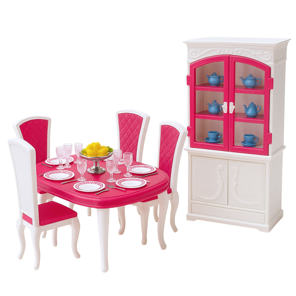 Žaislinis valgomojo komplektas lėlėms su priedais