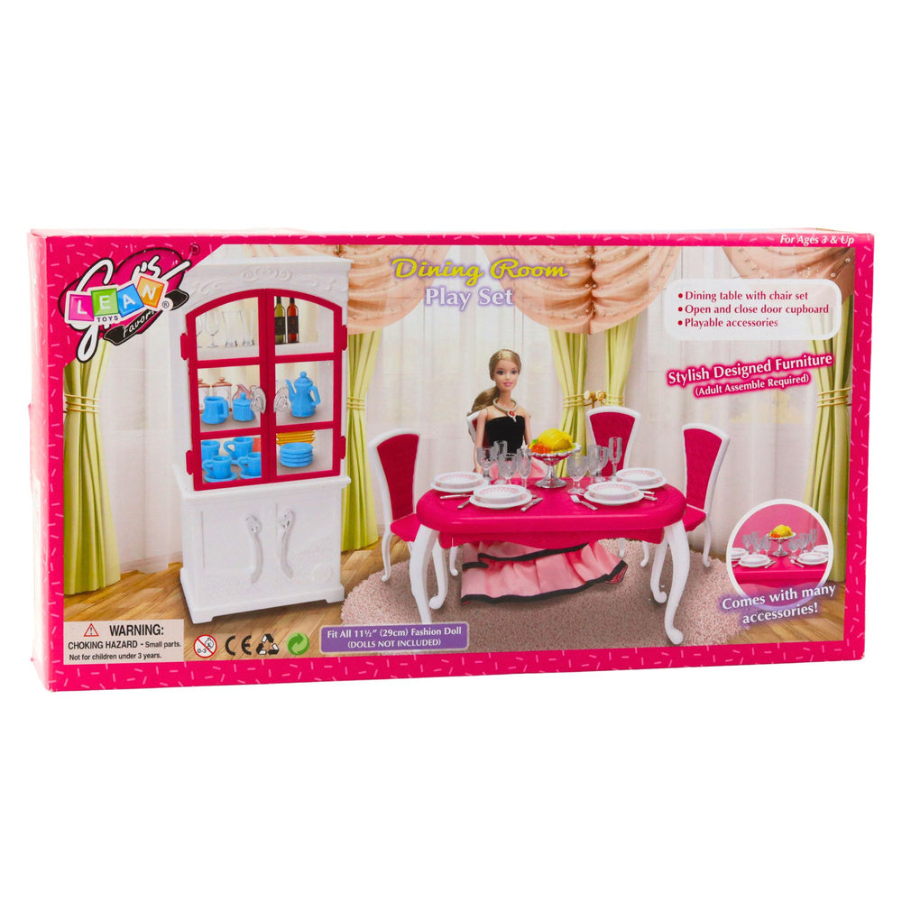 Žaislinis valgomojo komplektas lėlėms su priedais