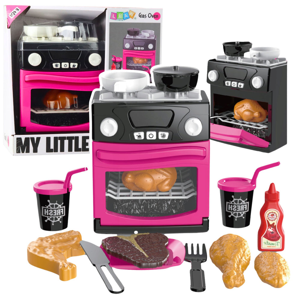 Interaktyvi viryklė su orkaite vaikams su šviesomis ir garsais, rožinė