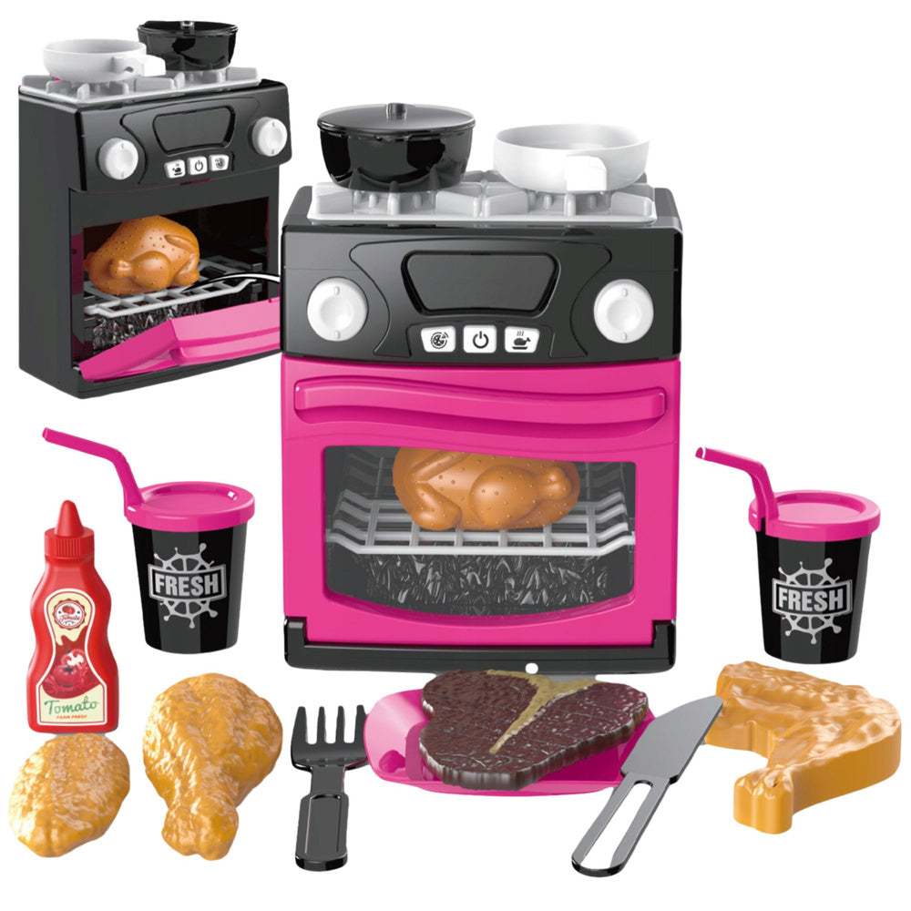 Interaktyvi viryklė su orkaite vaikams su šviesomis ir garsais, rožinė