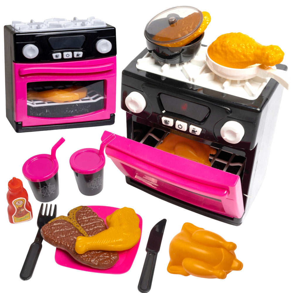 Interaktyvi viryklė su orkaite vaikams su šviesomis ir garsais, rožinė