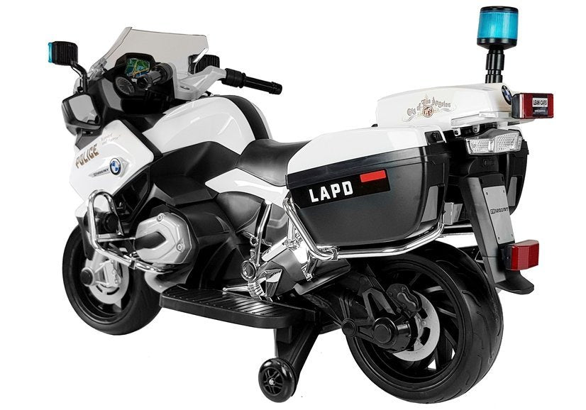 Elektrinis motociklas vaikams BMW R1200 Policija, baltas