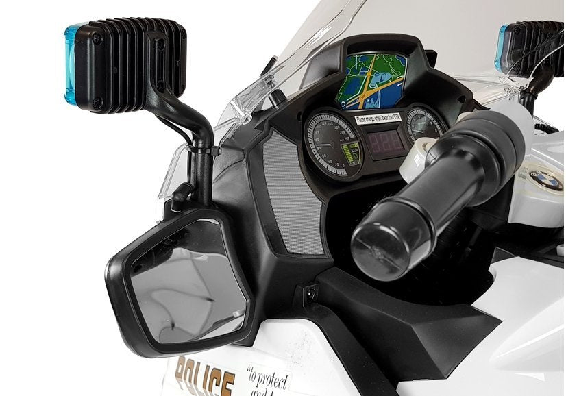 Elektrinis motociklas vaikams BMW R1200 Policija, baltas
