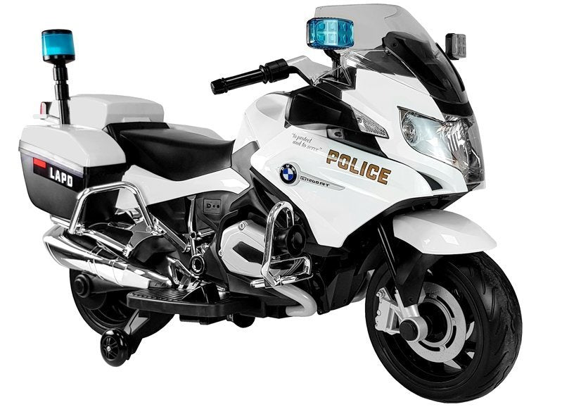 Elektrinis motociklas vaikams BMW R1200 Policija, baltas