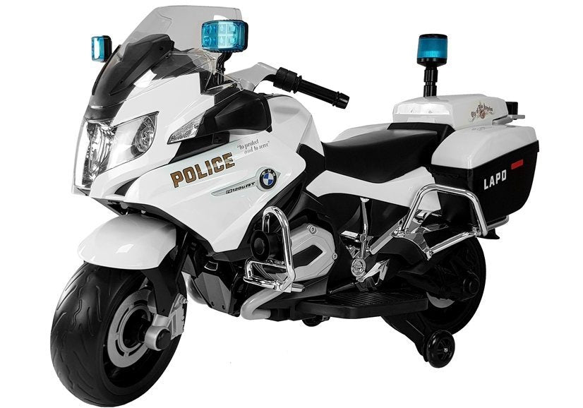 Elektrinis motociklas vaikams BMW R1200 Policija, baltas