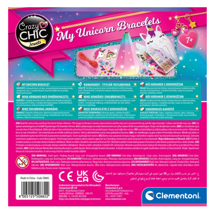 Kūrybinis apyrankių kūrimo rinkinys „Crazy Chic Unicorn“, Clementoni