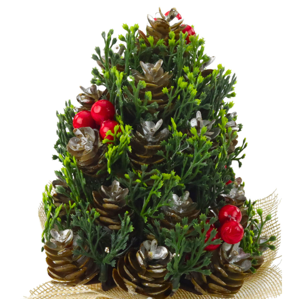 Dirbtinė dekoratyvinė Kalėdų eglutė su papuošimais 17x10cm