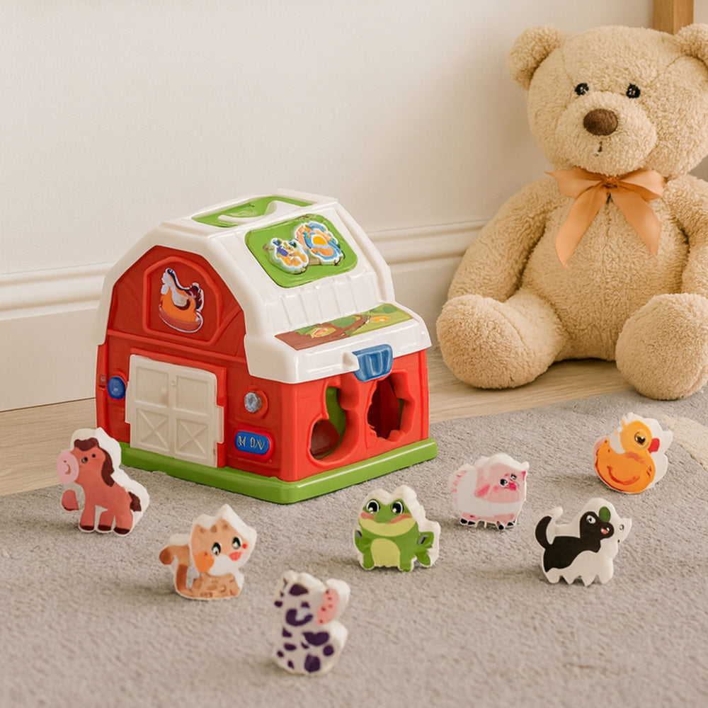 Interaktyvus ūkininko namelis su gyvūnais, šviesomis ir garsais