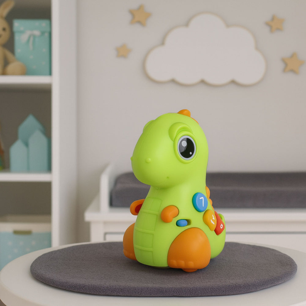 Interaktyvus dinozauras ant ratų su garso ir šviesos efektais