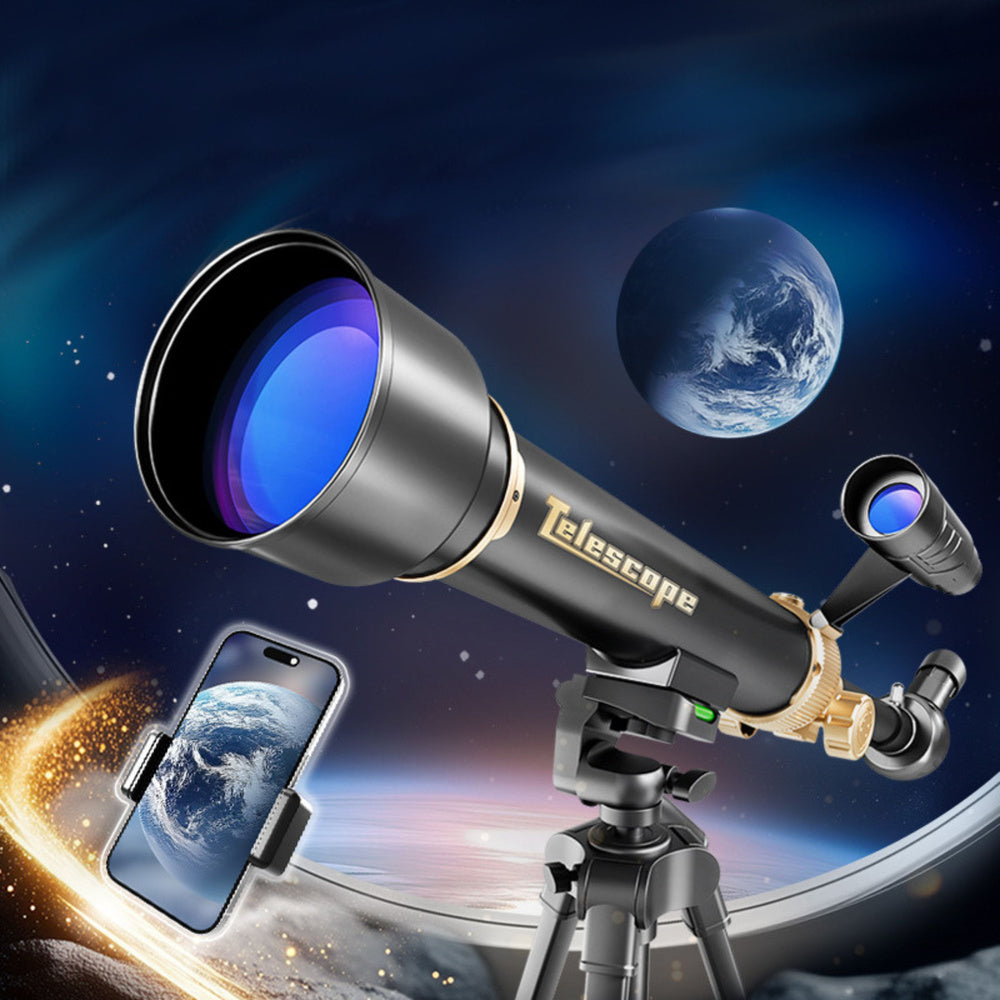 Edukacinis aliuminis astronomijos teleskopas su priedais ir trikoju 1,35 m