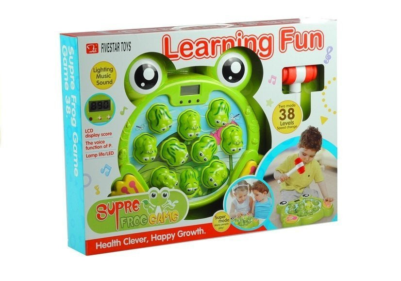 Arkadinis žaidimas švytinčios varlės su plaktuku