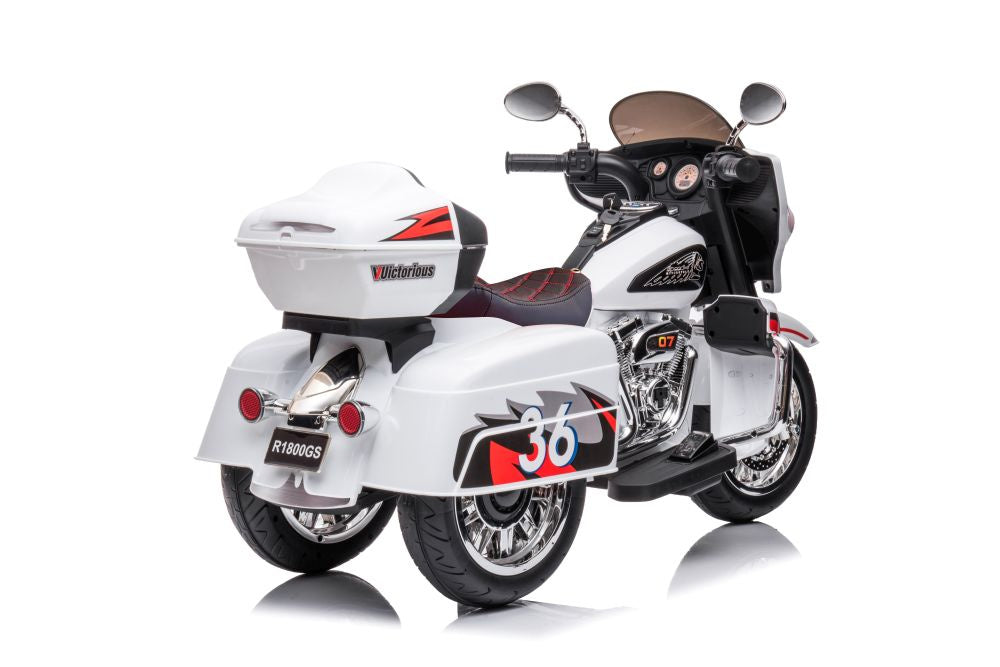 Triratis elektrinis motociklas vaikams Goldwing NEL-R1800GS, baltas