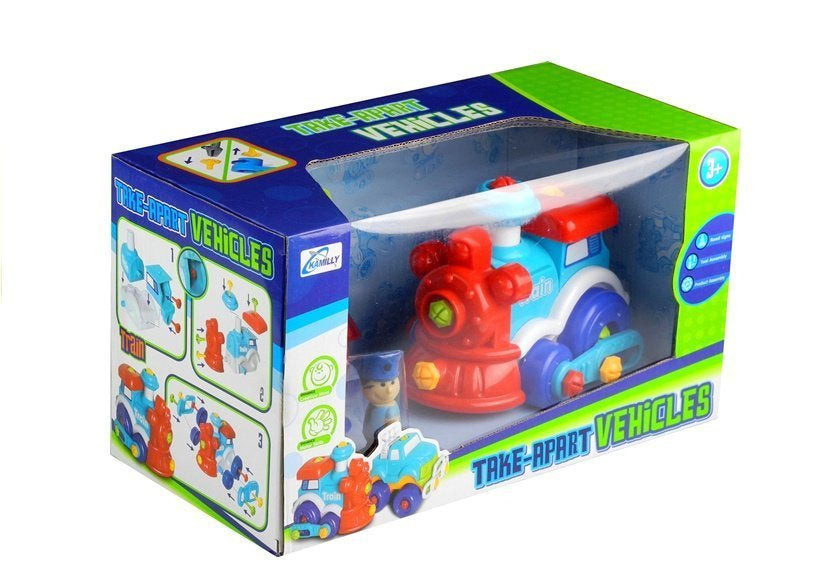 Surenkamas mažojo mechaniko traukinys su įrankiais