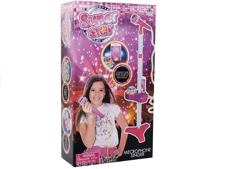 Interaktyvus mikrofonas su stovu, rožinis