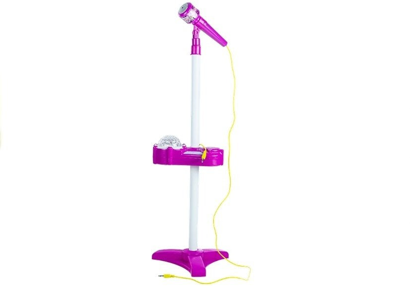 Interaktyvus mikrofonas su stovu, rožinis