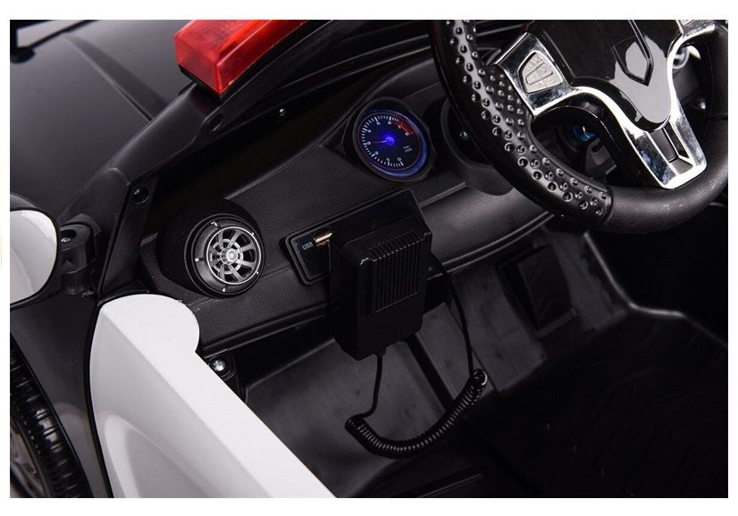 Vienvietis policijos elektromobilis vaikams, juodas