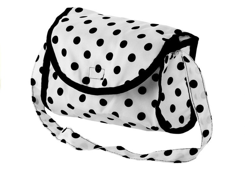 Lėlių vežimėlis Alice su krepšiu 2in1, juodai baltas