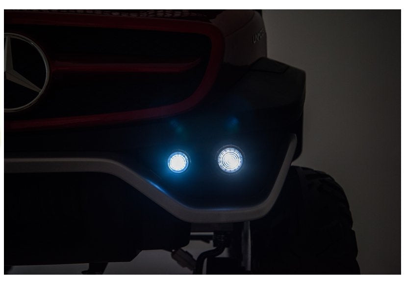 Vienvietis elektrinis džipas vaikams Mercedes Unimog, raudonas