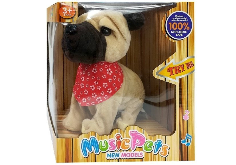 Interaktyvus pliušinis šuniukas mopsas