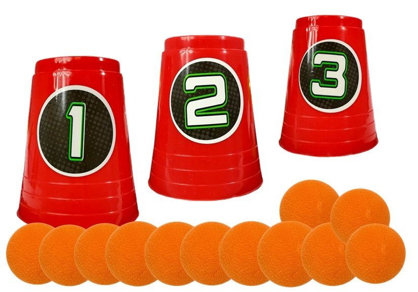 Šautuvas su minkštais kamuoliukais ir taikiniais